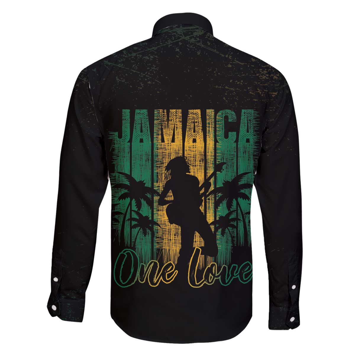 Jamaica One Love Grunge Family Matching Off The Shoulder Long Sleeve Dress and Hawaiian Shirt Jamrock - Wonder Print Shop