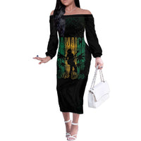 Jamaica One Love Grunge Family Matching Off The Shoulder Long Sleeve Dress and Hawaiian Shirt Jamrock - Wonder Print Shop