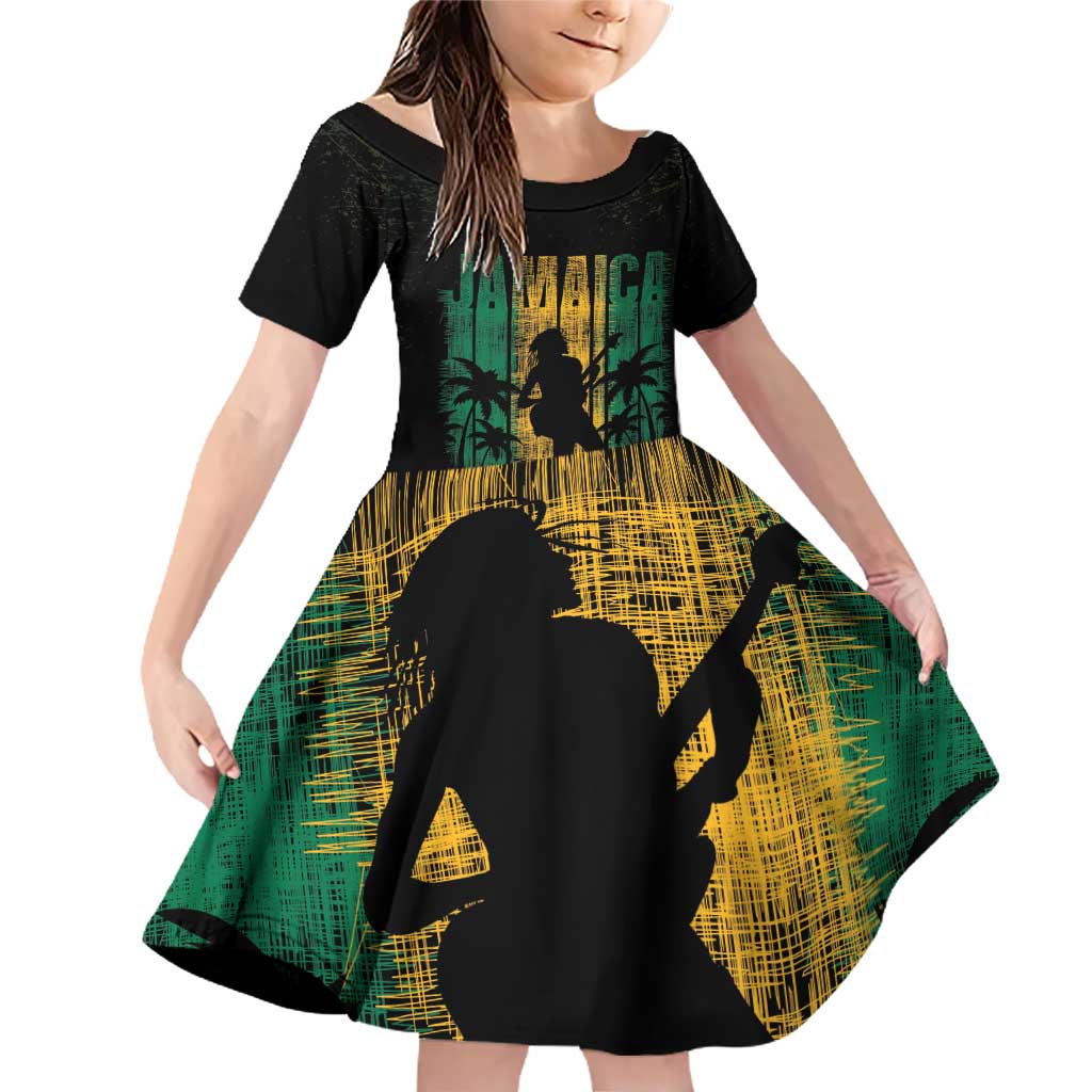 Jamaica One Love Grunge Family Matching Off Shoulder Short Dress and Hawaiian Shirt Jamrock - Wonder Print Shop