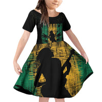 Jamaica One Love Grunge Family Matching Off Shoulder Short Dress and Hawaiian Shirt Jamrock - Wonder Print Shop