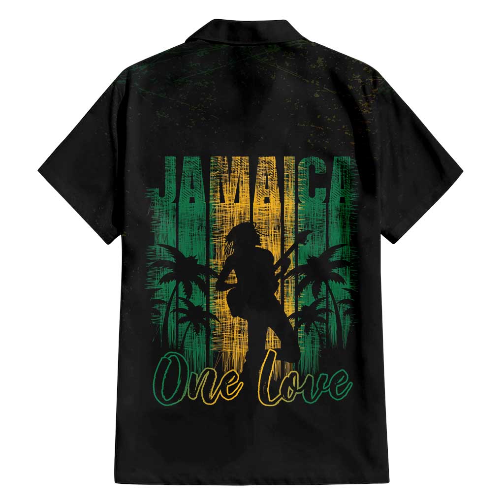 Jamaica One Love Grunge Family Matching Off Shoulder Short Dress and Hawaiian Shirt Jamrock - Wonder Print Shop