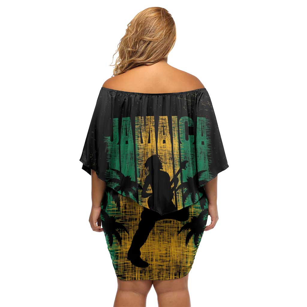 Jamaica One Love Grunge Family Matching Off Shoulder Short Dress and Hawaiian Shirt Jamrock - Wonder Print Shop