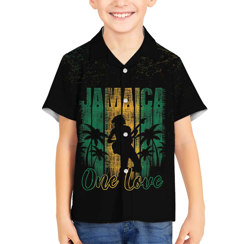 Jamaica One Love Grunge Family Matching Off Shoulder Short Dress and Hawaiian Shirt Jamrock - Wonder Print Shop