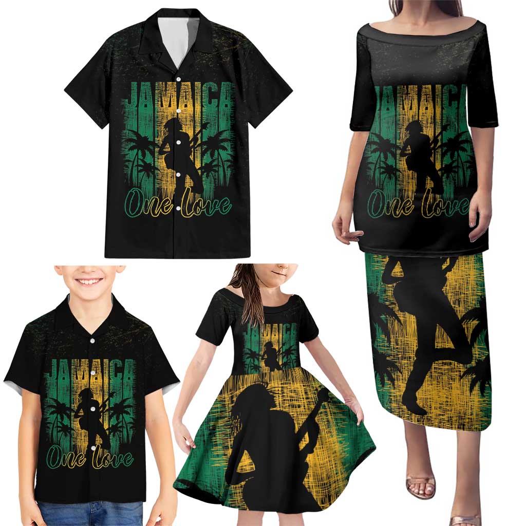 Jamaica One Love Grunge Family Matching Puletasi and Hawaiian Shirt Jamrock - Wonder Print Shop