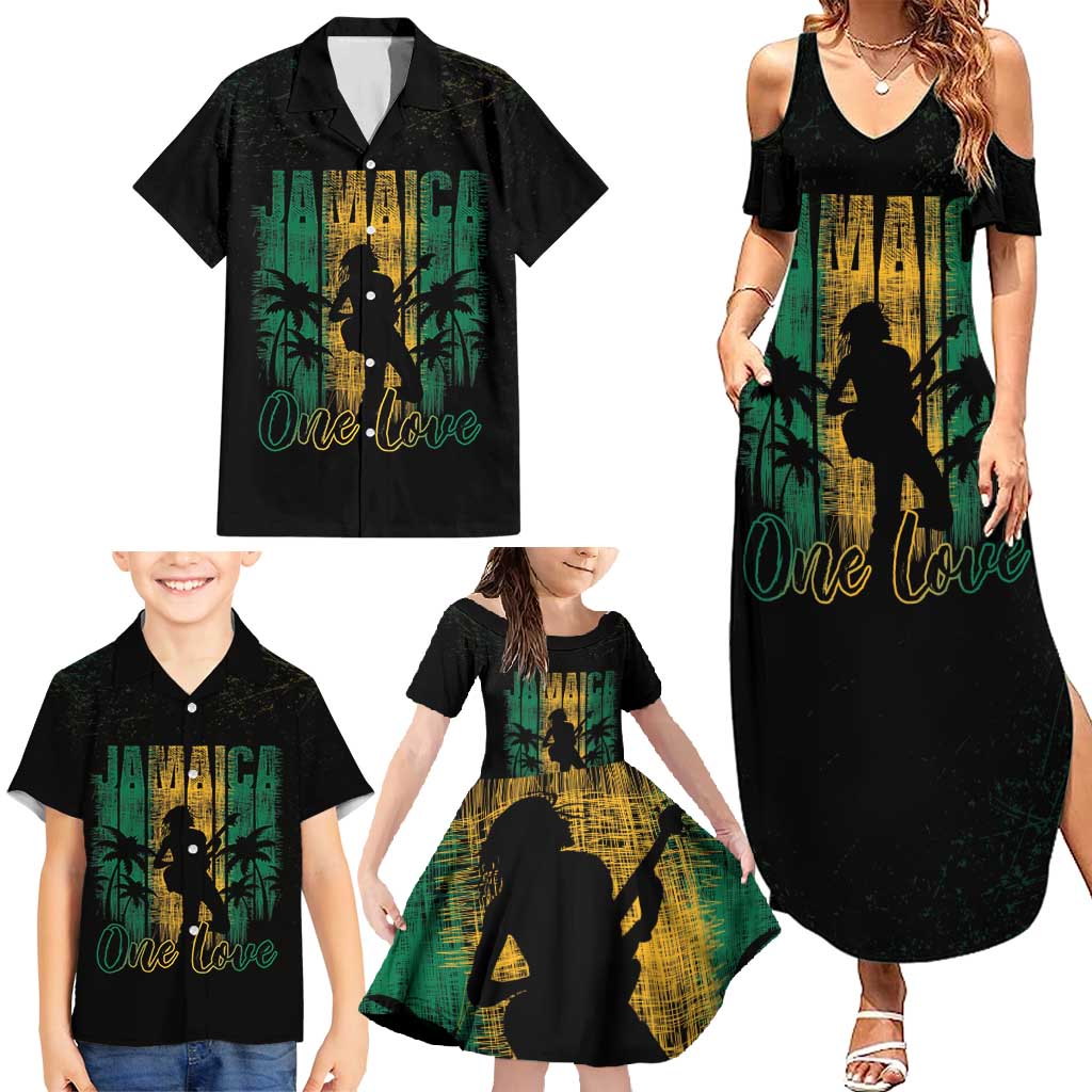 Jamaica One Love Grunge Family Matching Summer Maxi Dress and Hawaiian Shirt Jamrock - Wonder Print Shop