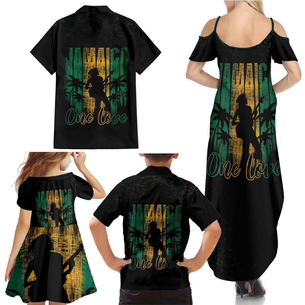 Jamaica One Love Grunge Family Matching Summer Maxi Dress and Hawaiian Shirt Jamrock - Wonder Print Shop