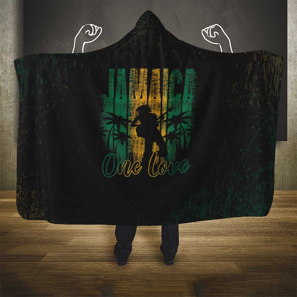 Jamaica One Love Grunge Hooded Blanket Jamrock - Wonder Print Shop