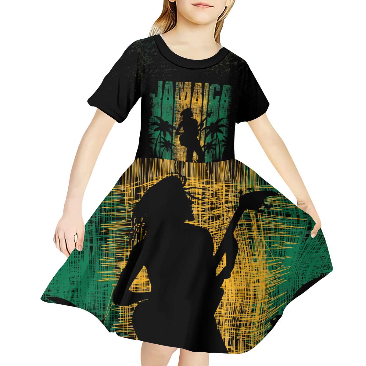 Jamaica One Love Grunge Kid Short Sleeve Dress Jamrock - Wonder Print Shop
