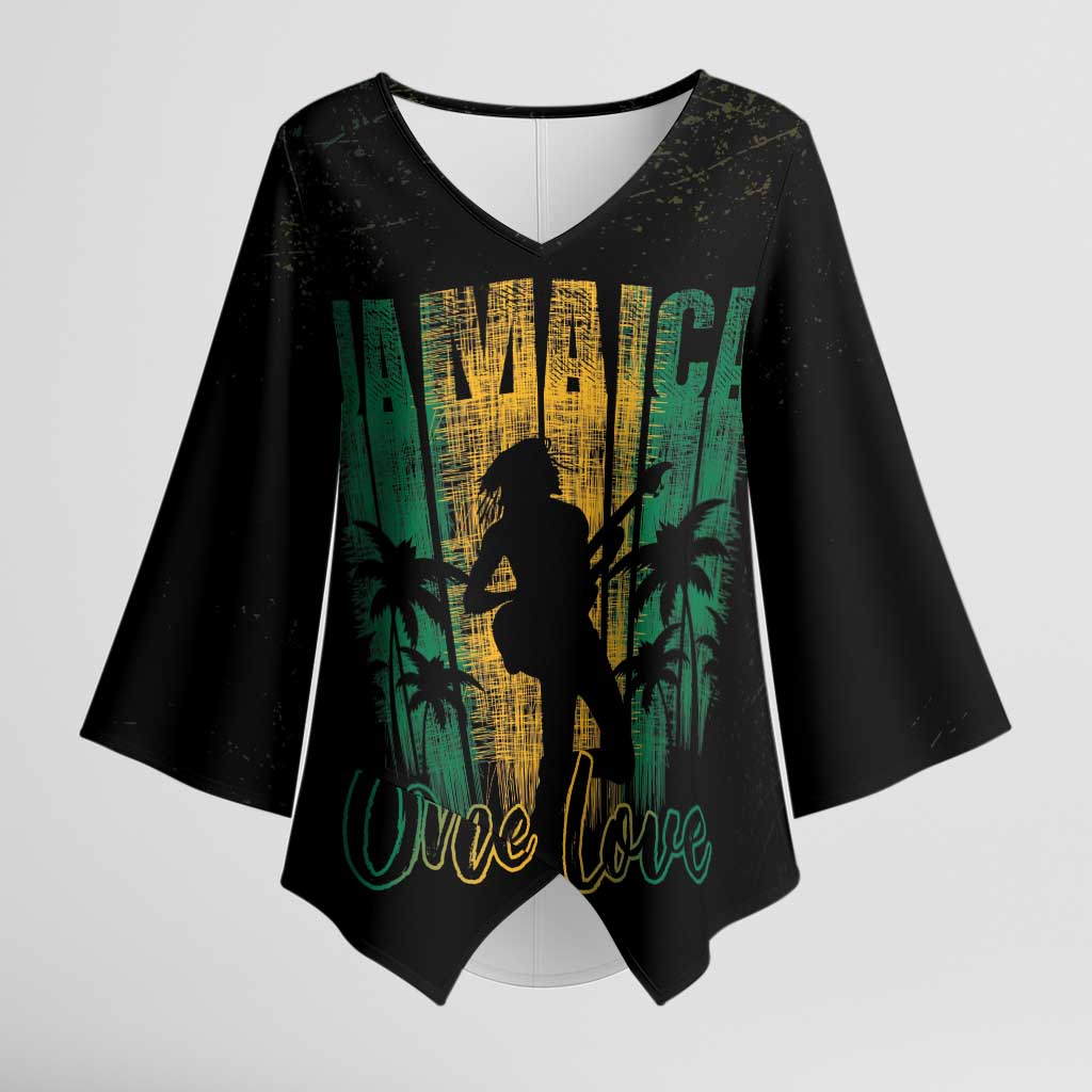 Jamaica One Love Grunge Kimono Sleeve Blouse Jamrock - Wonder Print Shop