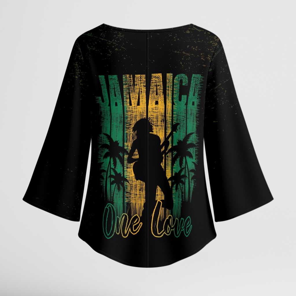 Jamaica One Love Grunge Kimono Sleeve Blouse Jamrock - Wonder Print Shop