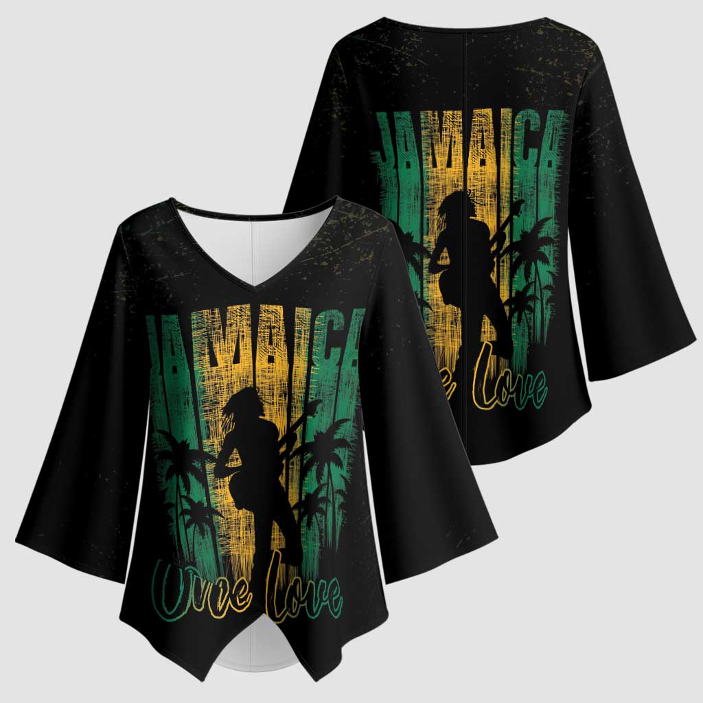 Jamaica One Love Grunge Kimono Sleeve Blouse Jamrock - Wonder Print Shop