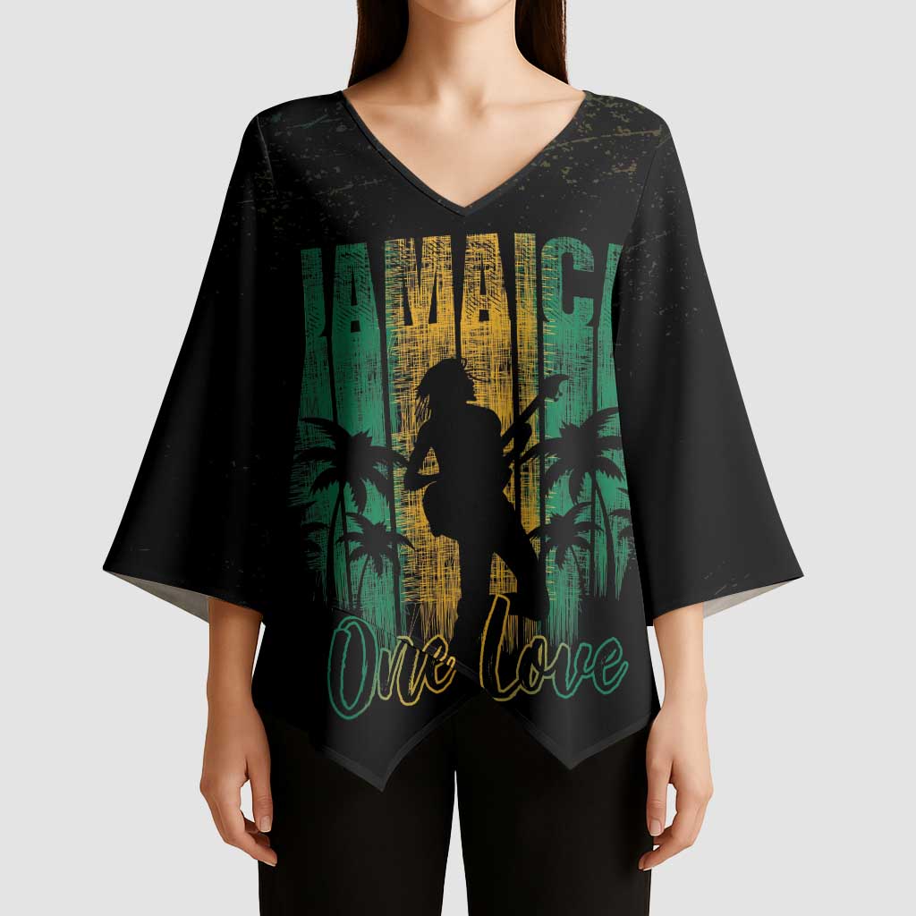 Jamaica One Love Grunge Kimono Sleeve Blouse Jamrock - Wonder Print Shop