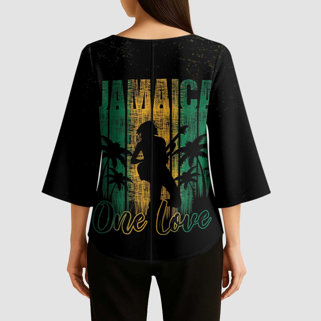 Jamaica One Love Grunge Kimono Sleeve Blouse Jamrock - Wonder Print Shop