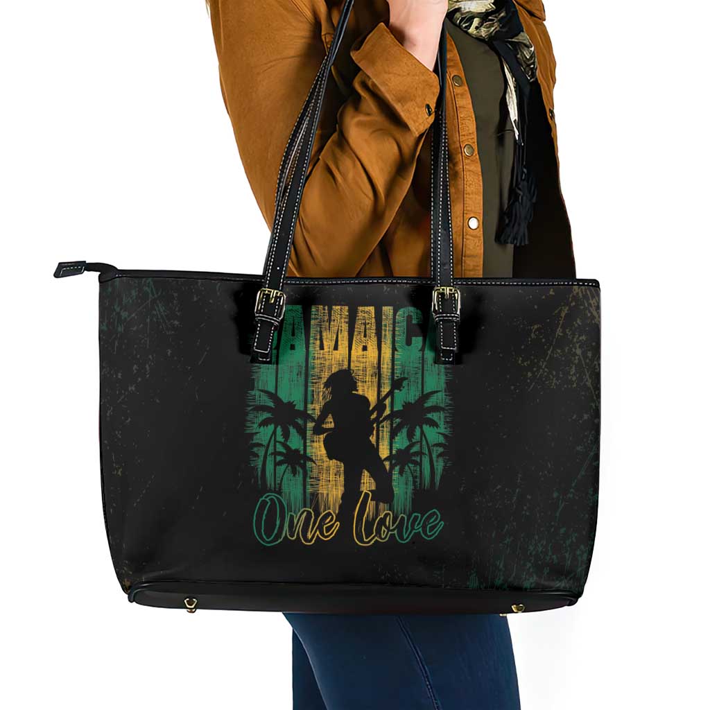 Jamaica One Love Grunge Leather Tote Bag Jamrock - Wonder Print Shop