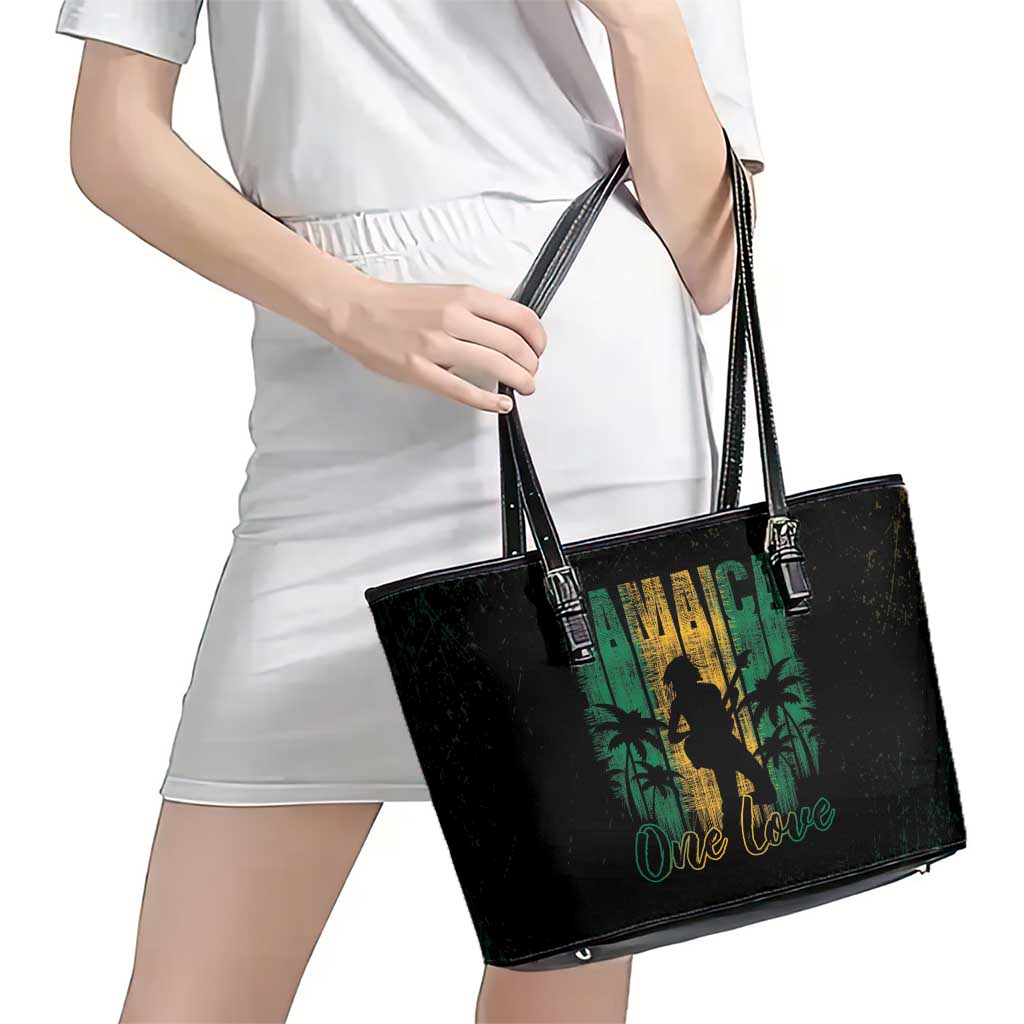 Jamaica One Love Grunge Leather Tote Bag Jamrock - Wonder Print Shop
