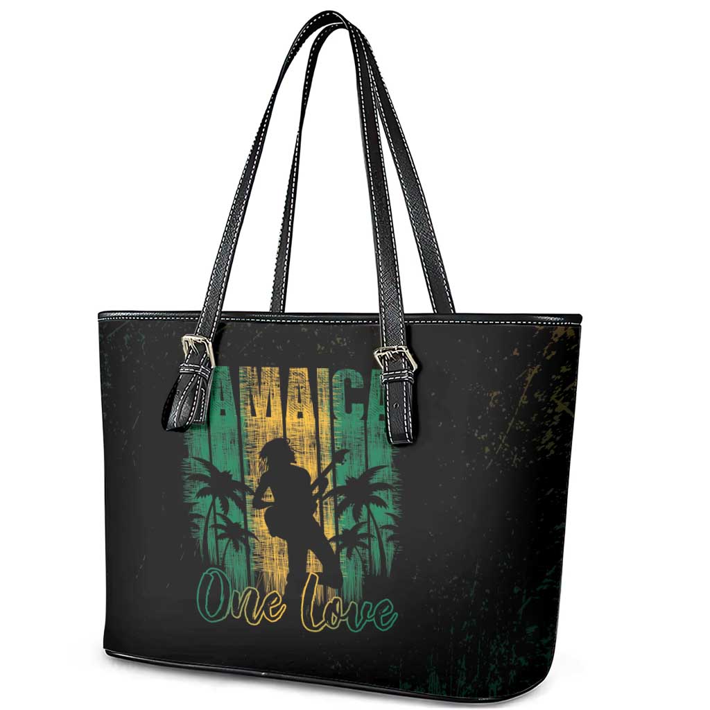 Jamaica One Love Grunge Leather Tote Bag Jamrock - Wonder Print Shop
