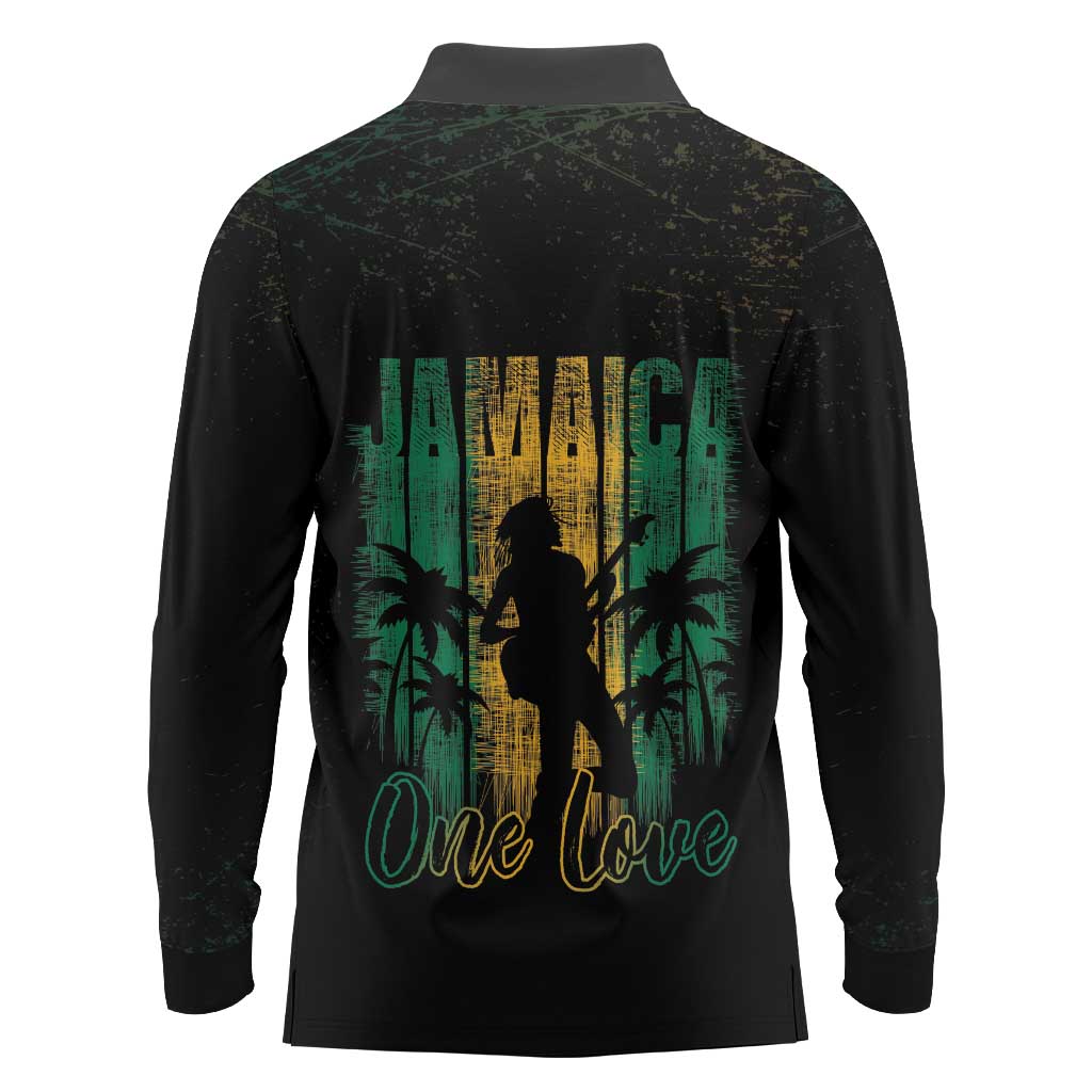 Jamaica One Love Grunge Long Sleeve Polo Shirt Jamrock - Wonder Print Shop