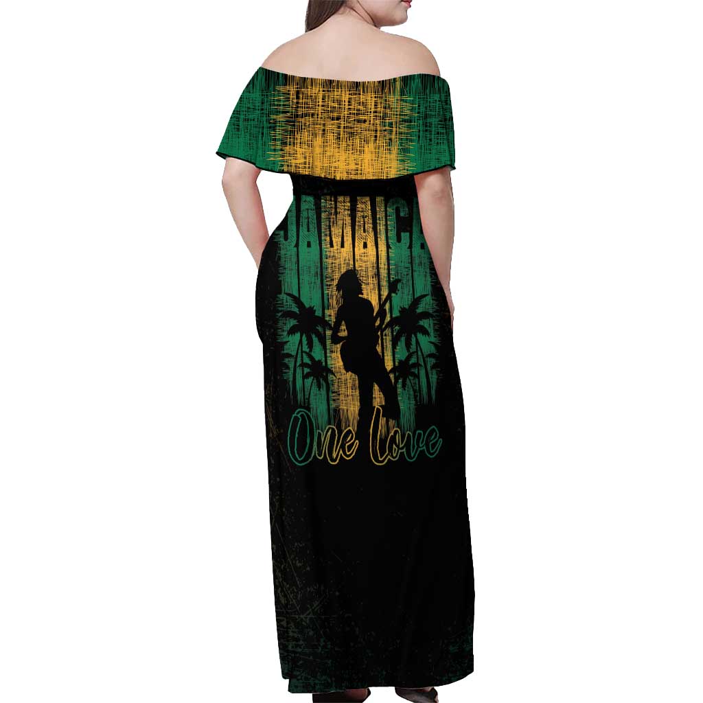 Jamaica One Love Grunge Off Shoulder Maxi Dress Jamrock - Wonder Print Shop