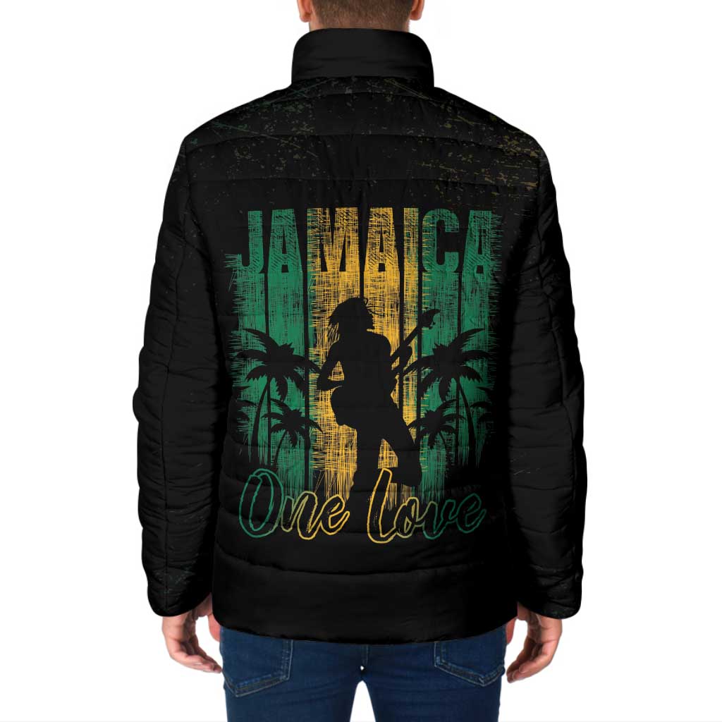 Jamaica One Love Grunge Padded Jacket Jamrock - Wonder Print Shop