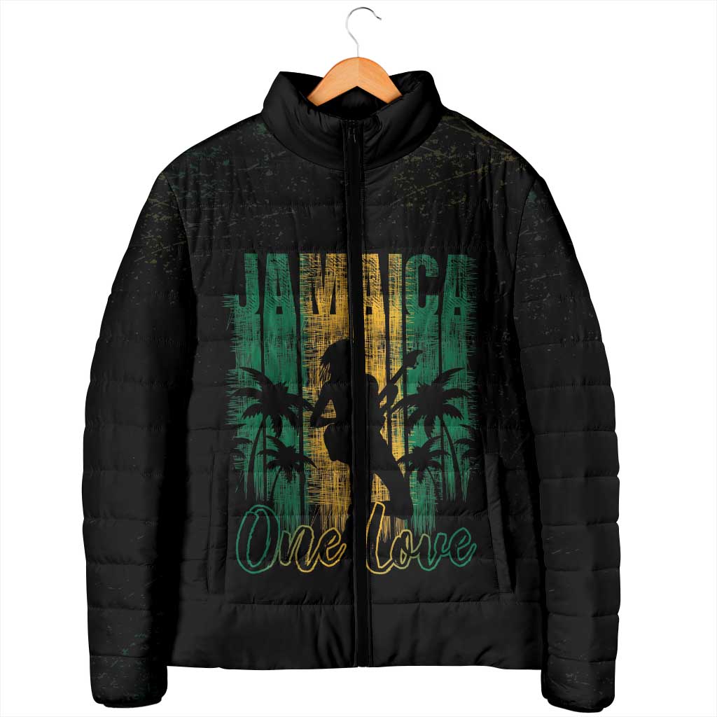 Jamaica One Love Grunge Padded Jacket Jamrock - Wonder Print Shop