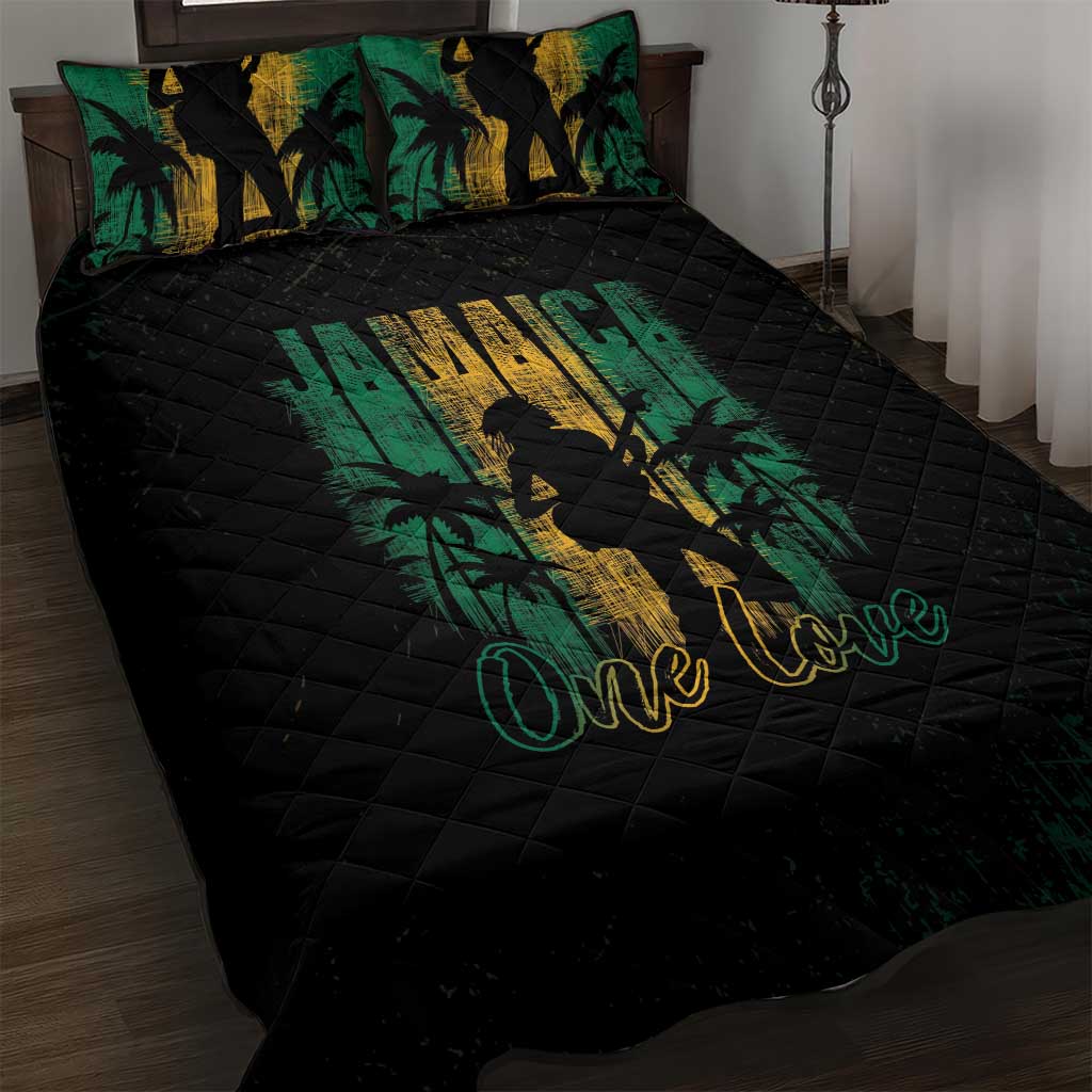 Jamaica One Love Grunge Quilt Bed Set Jamrock - Wonder Print Shop
