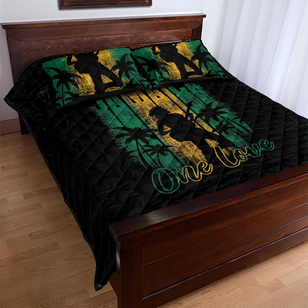 Jamaica One Love Grunge Quilt Bed Set Jamrock - Wonder Print Shop
