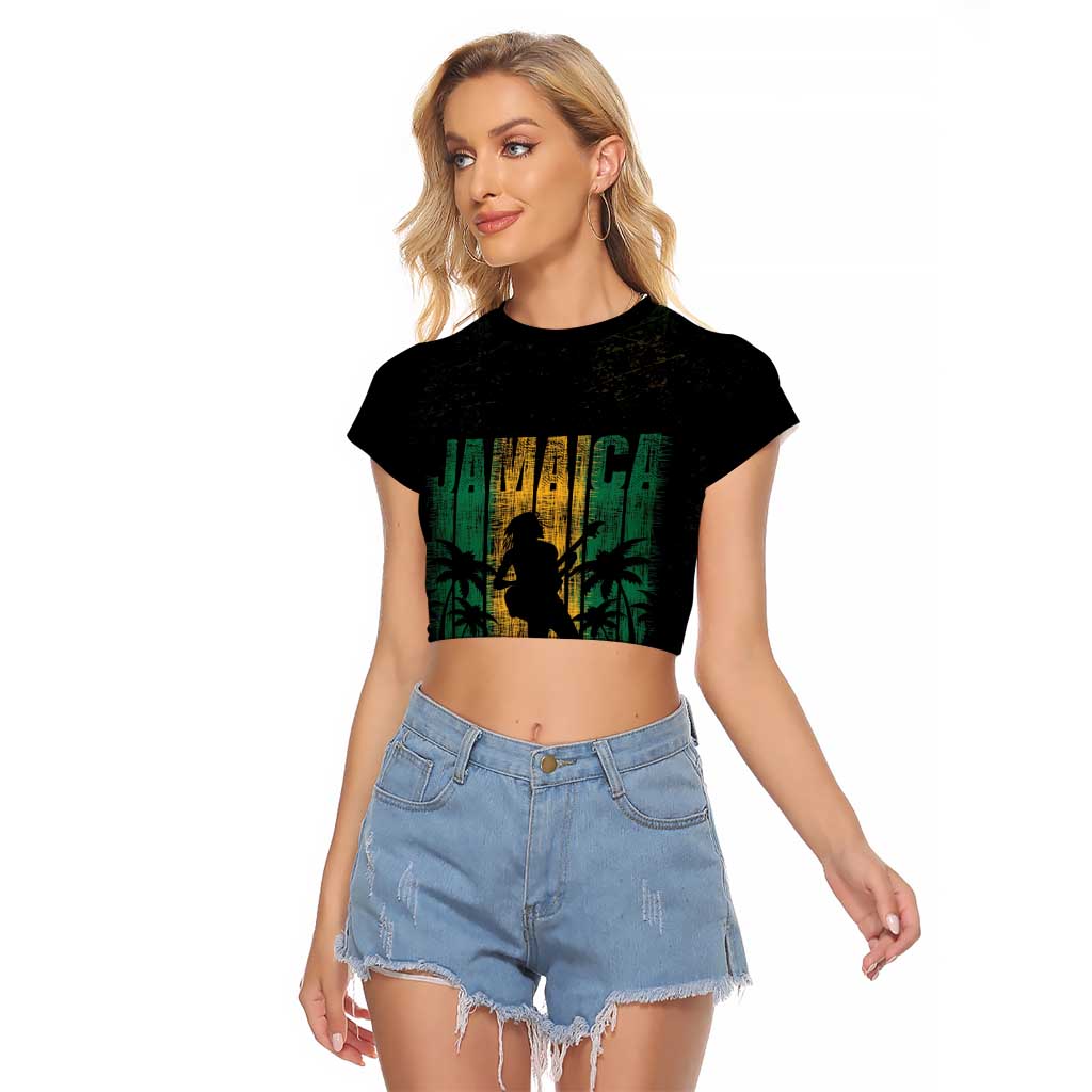 Jamaica One Love Grunge Raglan Cropped T Shirt Jamrock - Wonder Print Shop