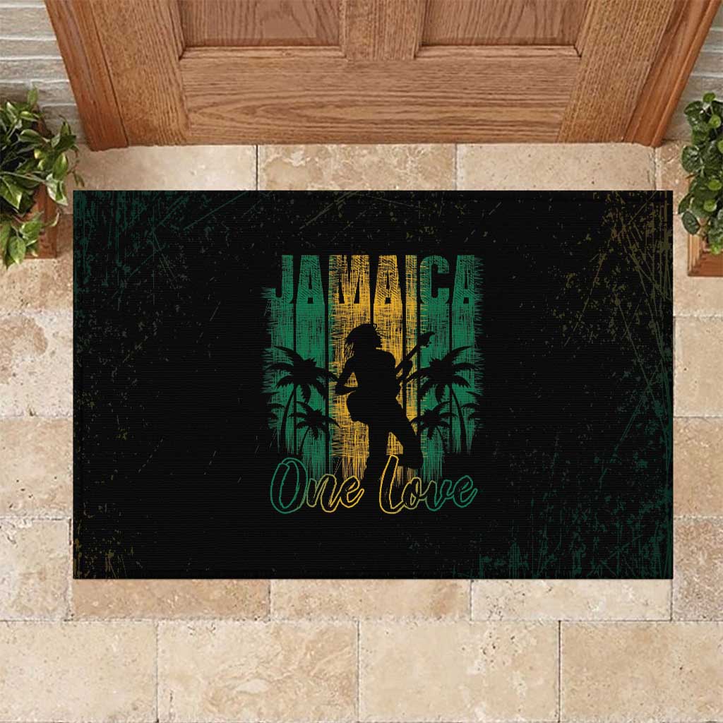 Jamaica One Love Grunge Rubber Doormat Jamrock - Wonder Print Shop