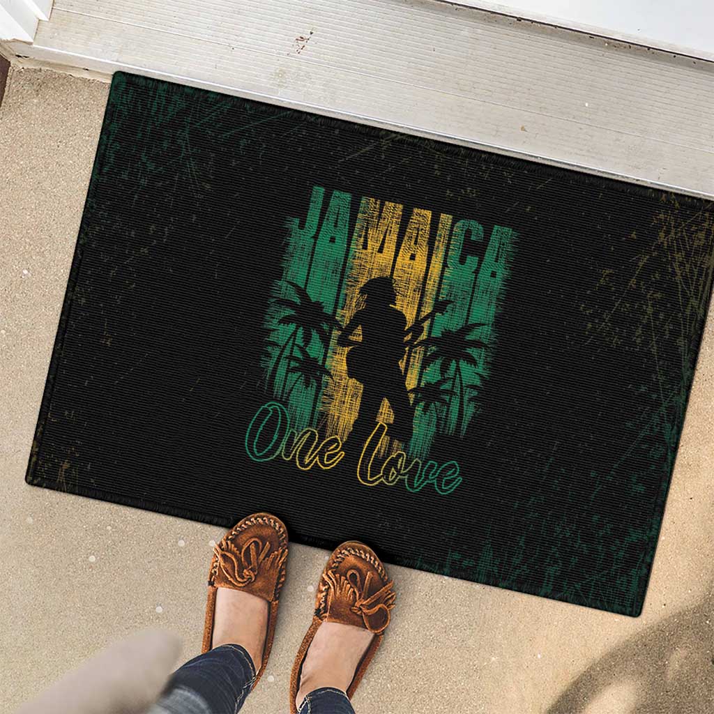 Jamaica One Love Grunge Rubber Doormat Jamrock - Wonder Print Shop