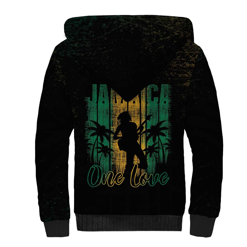Jamaica One Love Grunge Sherpa Hoodie Jamrock - Wonder Print Shop