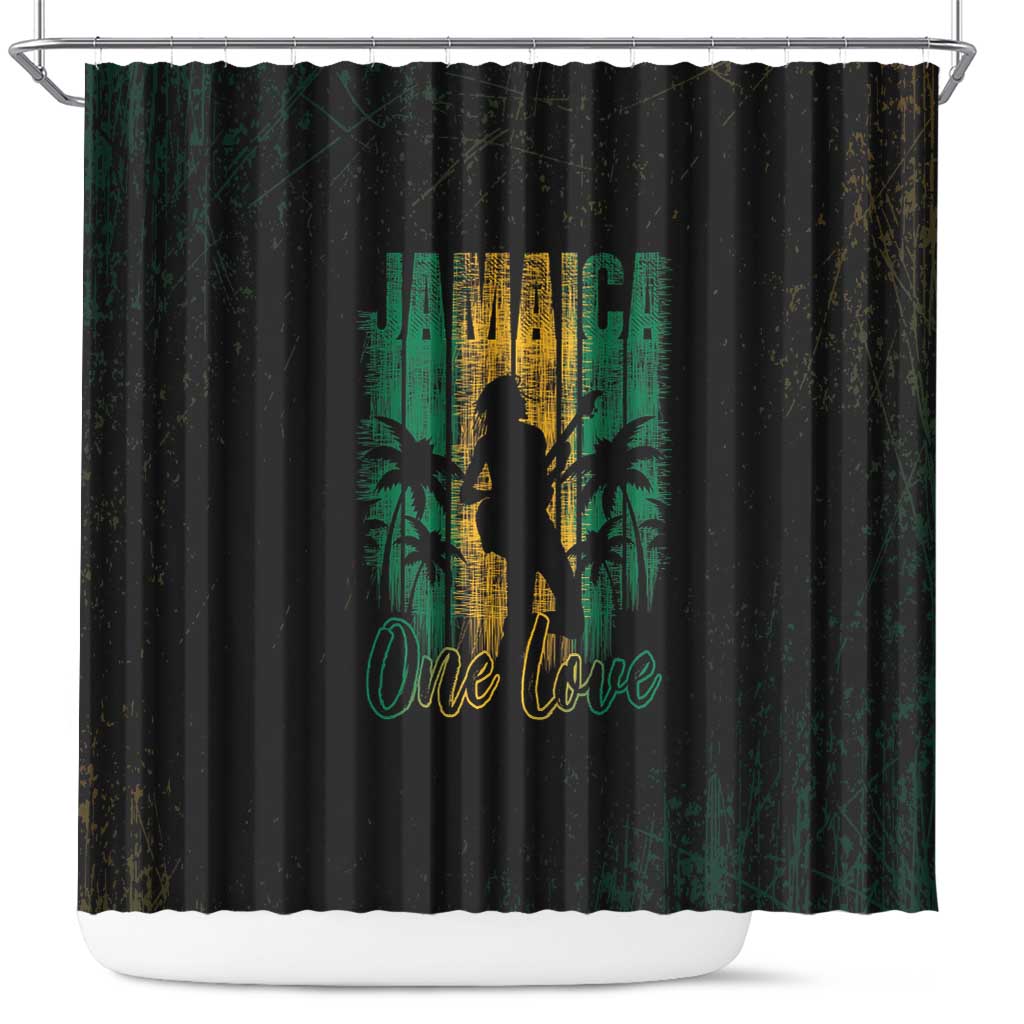 Jamaica One Love Grunge Shower Curtain Jamrock - Wonder Print Shop