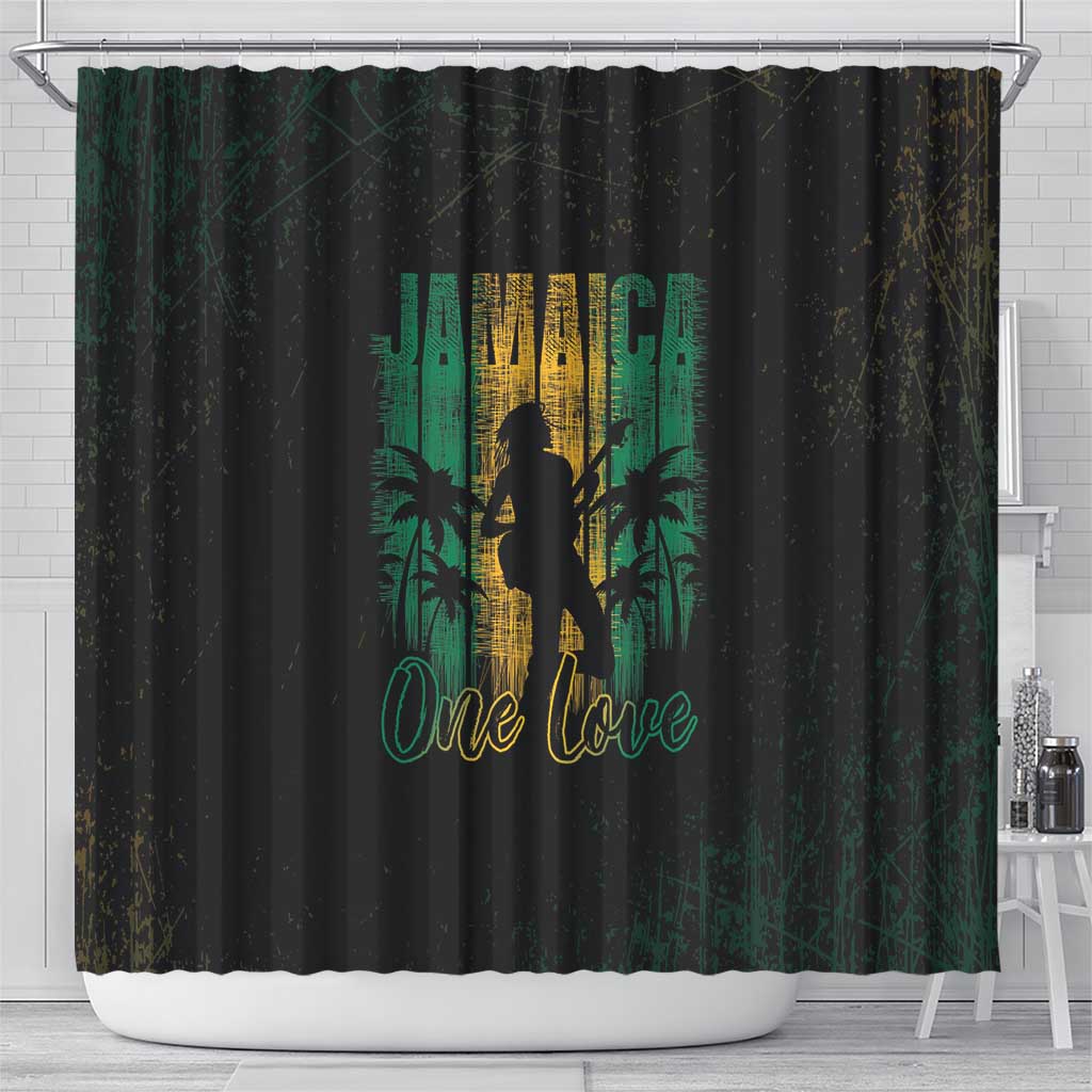 Jamaica One Love Grunge Shower Curtain Jamrock - Wonder Print Shop