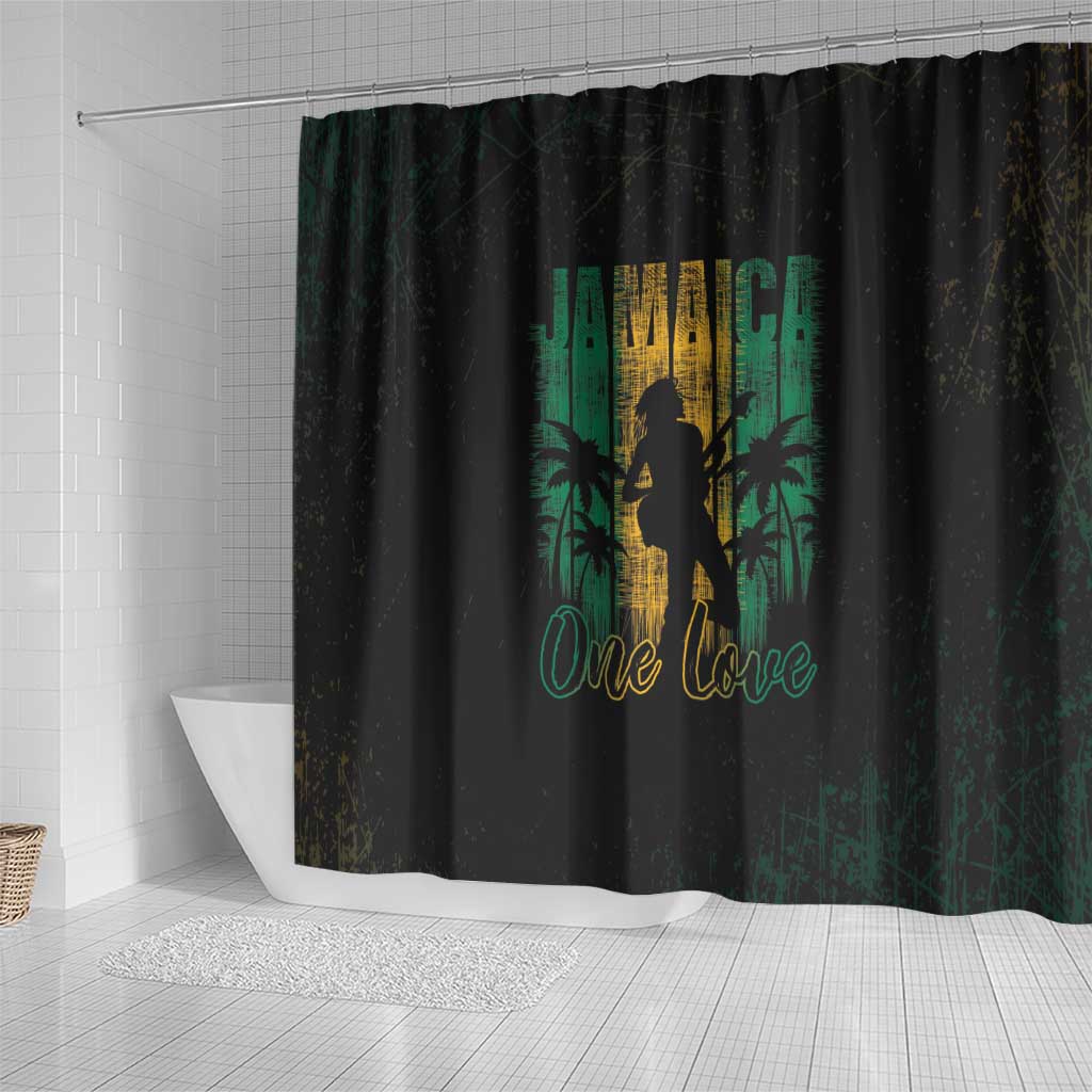Jamaica One Love Grunge Shower Curtain Jamrock - Wonder Print Shop