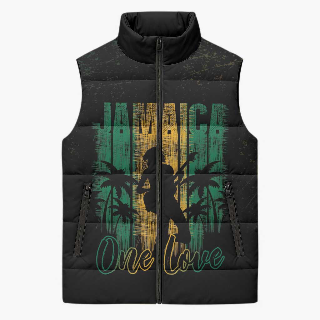Jamaica One Love Grunge Sleeveless Puffer Jacket Jamrock - Wonder Print Shop
