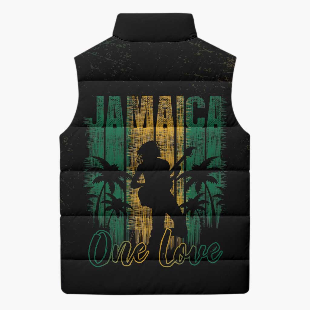 Jamaica One Love Grunge Sleeveless Puffer Jacket Jamrock - Wonder Print Shop