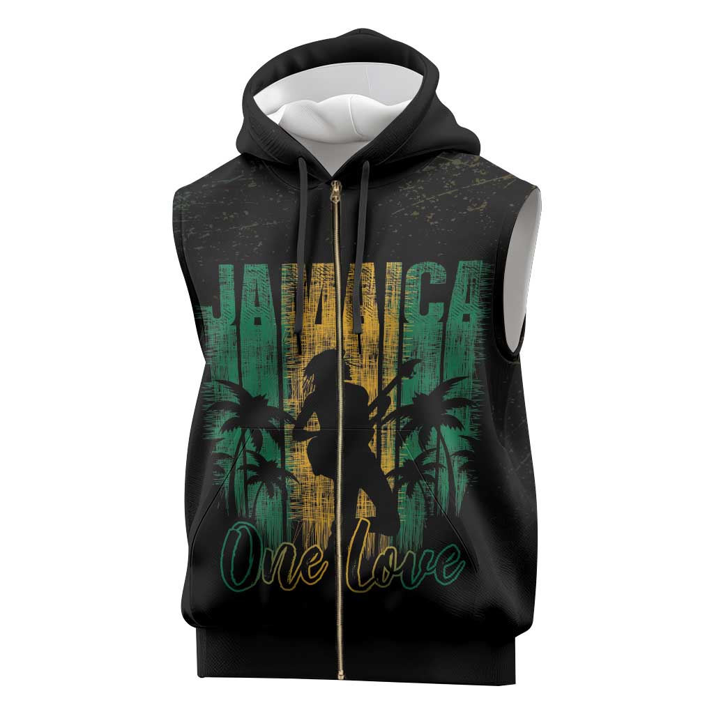 Jamaica One Love Grunge Sleeveless Zip Hoodie Jamrock - Wonder Print Shop