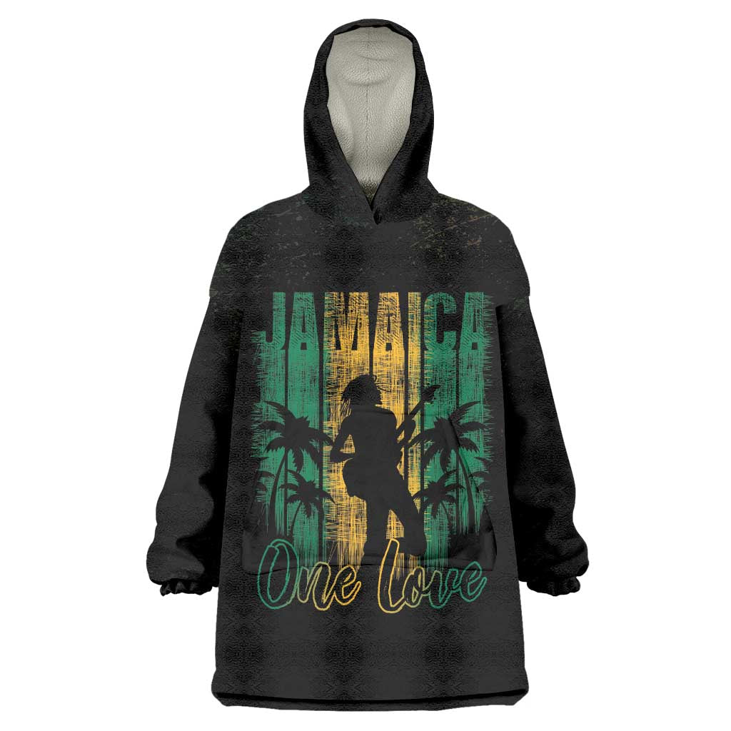 Jamaica One Love Grunge Wearable Blanket Hoodie Jamrock - Wonder Print Shop