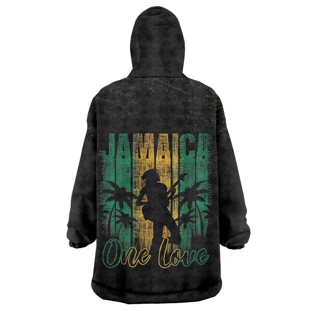 Jamaica One Love Grunge Wearable Blanket Hoodie Jamrock - Wonder Print Shop