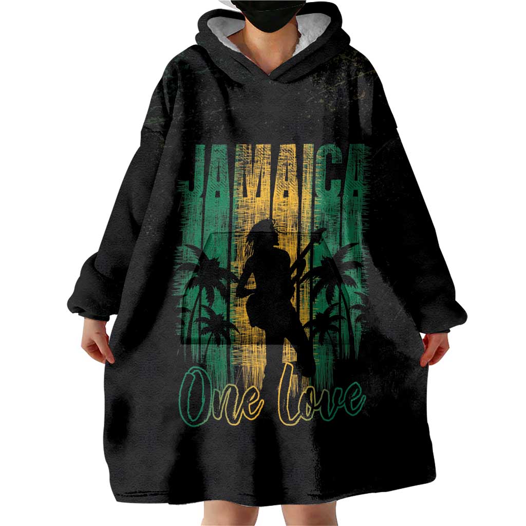 Jamaica One Love Grunge Wearable Blanket Hoodie Jamrock - Wonder Print Shop