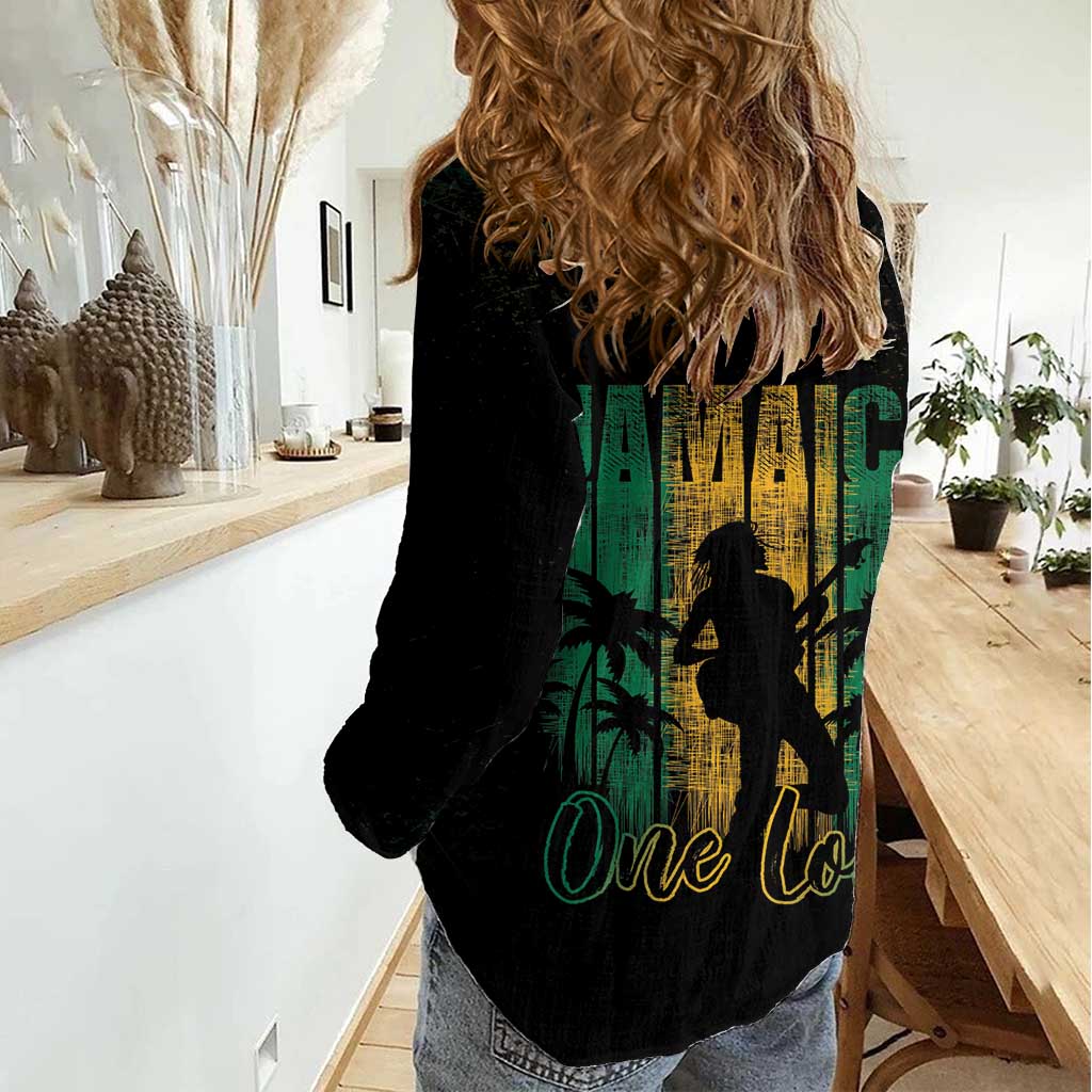 Jamaica One Love Grunge Women Casual Shirt Jamrock - Wonder Print Shop