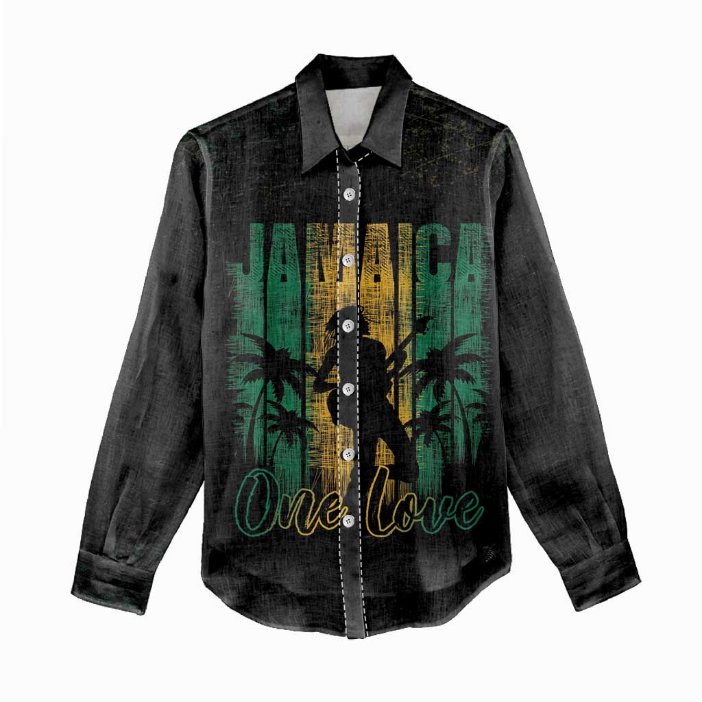 Jamaica One Love Grunge Women Casual Shirt Jamrock - Wonder Print Shop
