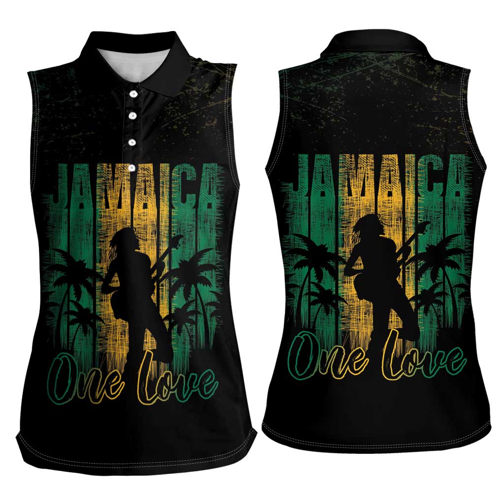 Jamaica One Love Grunge Women Sleeveless Polo Shirt Jamrock - Wonder Print Shop