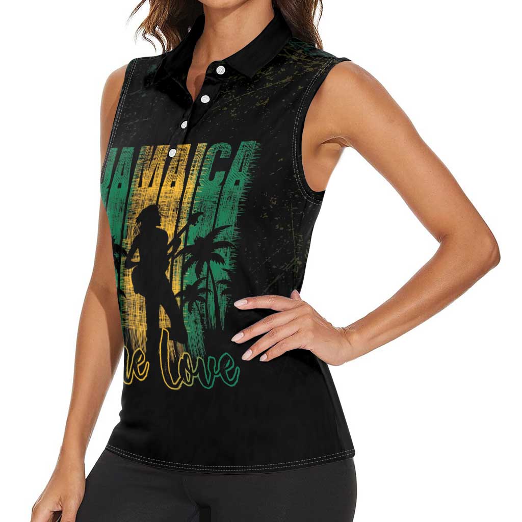 Jamaica One Love Grunge Women Sleeveless Polo Shirt Jamrock - Wonder Print Shop