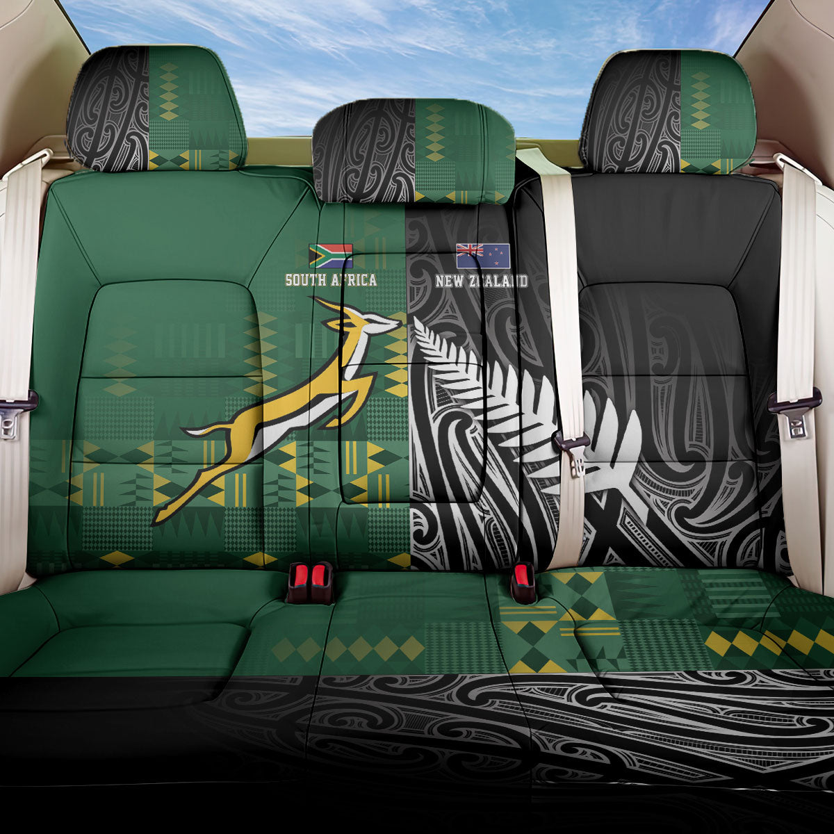 Rugby South Africa New Zealand Greatest Rivals Back Car Seat Cover Tribal Motifs