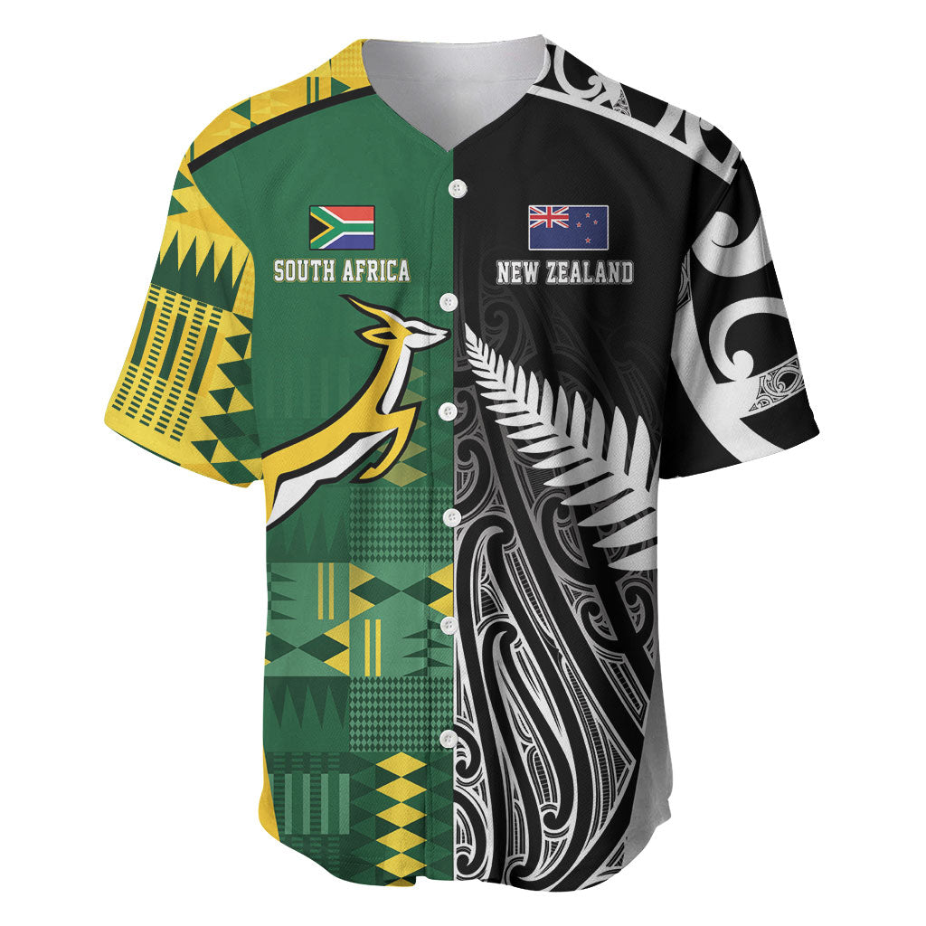 Custom Rugby South Africa New Zealand Greatest Rivals Baseball Jersey Tribal Motifs