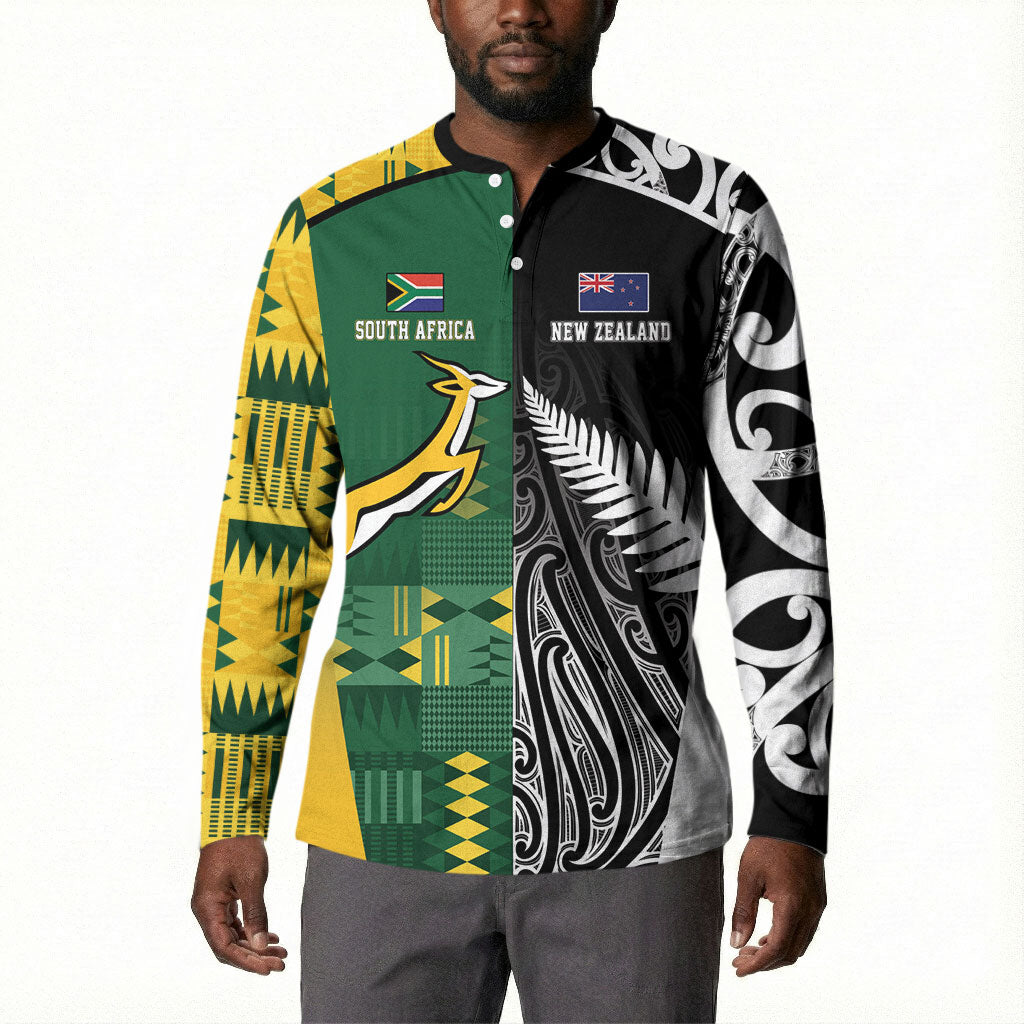 Custom Rugby South Africa New Zealand Greatest Rivals Button Sweatshirt Tribal Motifs