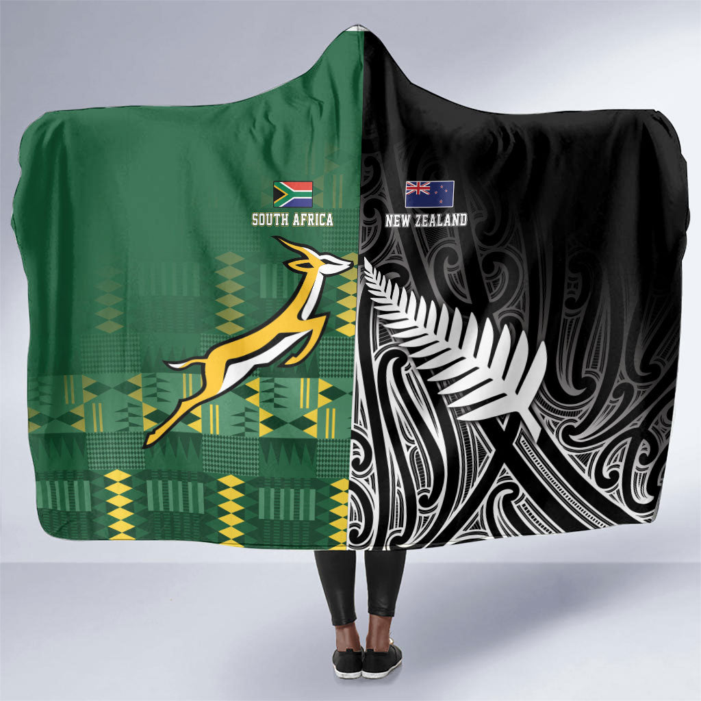 Rugby South Africa New Zealand Greatest Rivals Hooded Blanket Tribal Motifs