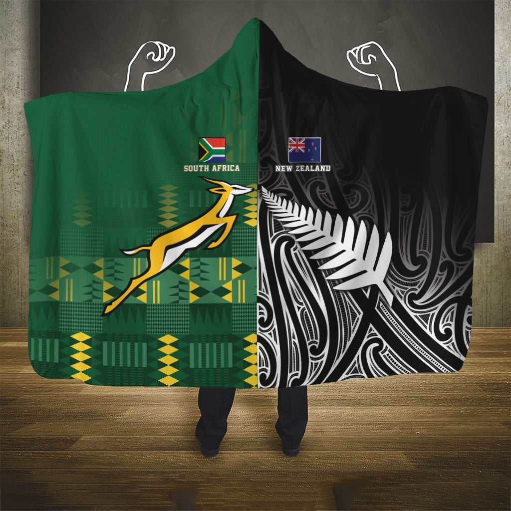 Rugby South Africa New Zealand Greatest Rivals Hooded Blanket Tribal Motifs