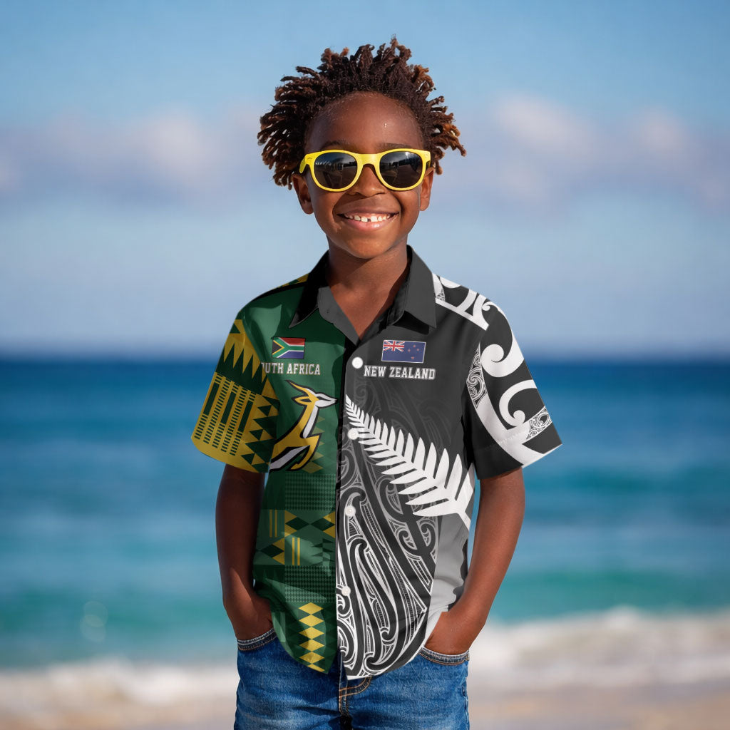 Custom Rugby South Africa New Zealand Greatest Rivals Kid Hawaiian Shirt Tribal Motifs