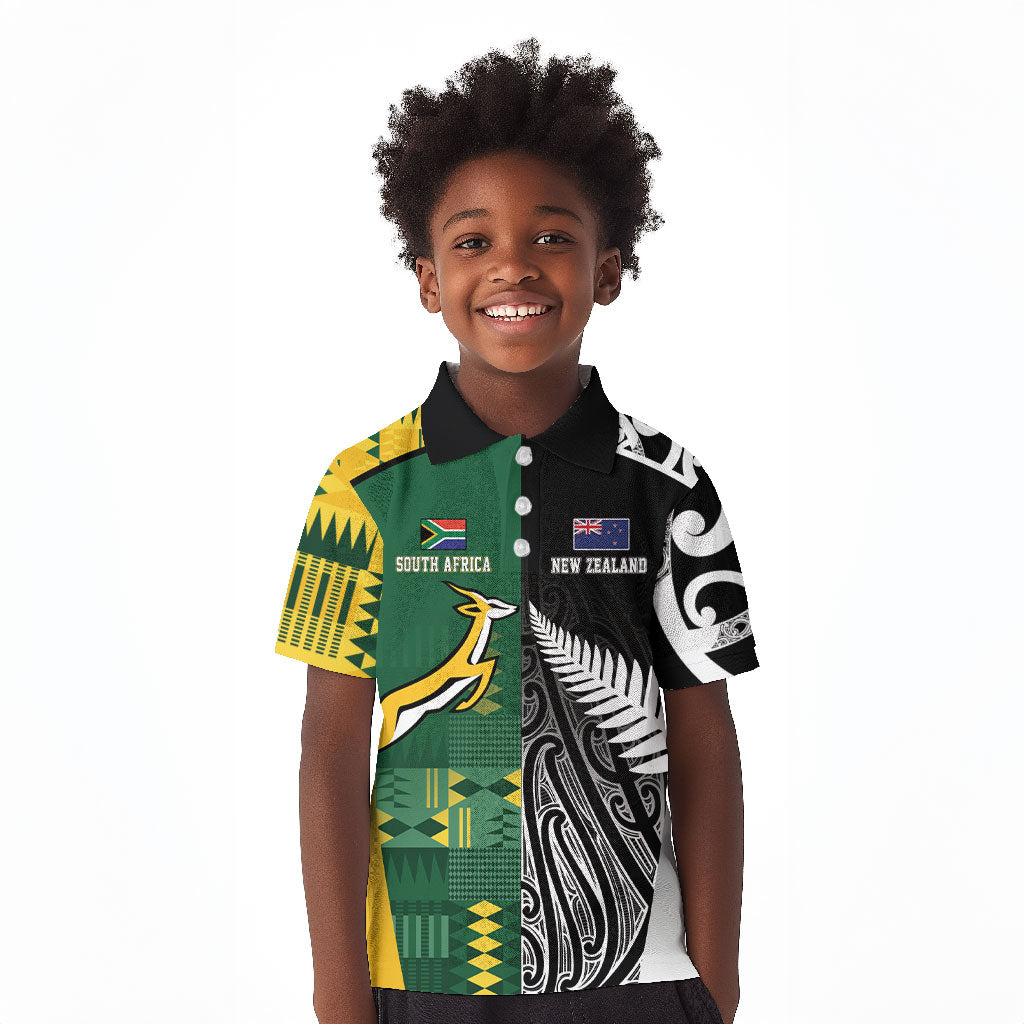 Custom Rugby South Africa New Zealand Greatest Rivals Kid Polo Shirt Tribal Motifs